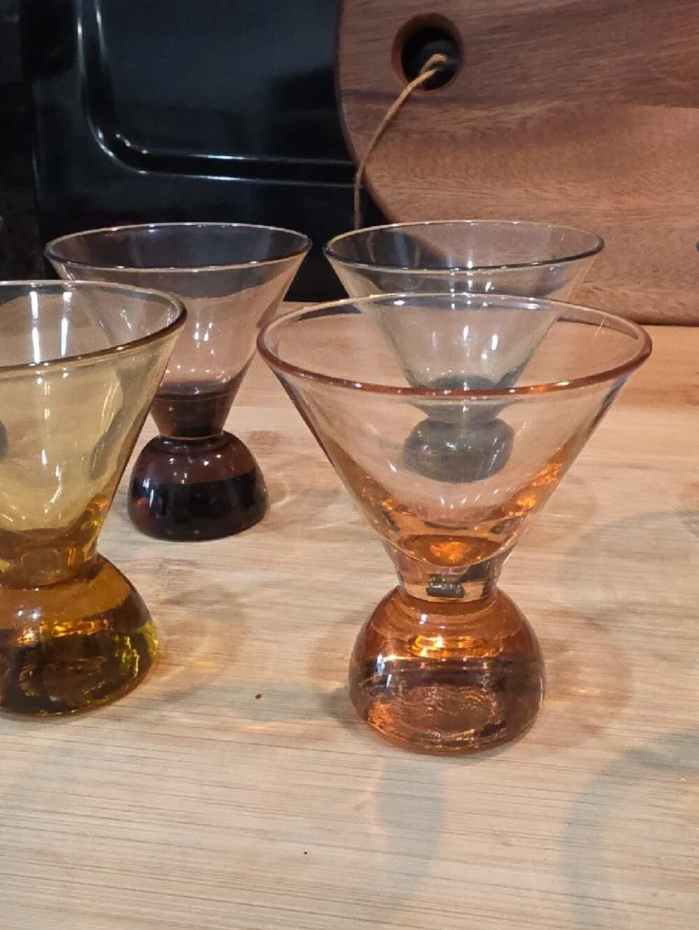 💃Vintage Colored Glass Mini Martini Shot Glass Set - Of 8 Multicolor